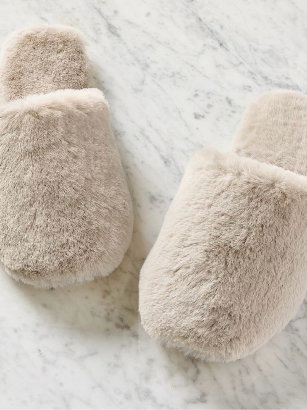 Pottery Barn Double Sided Faux Fur Slippers